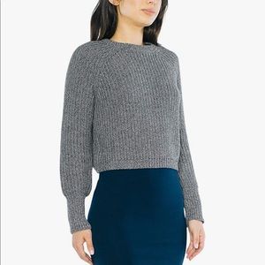 American Apparel Women's Cropped Fisherman Long Sleeve Pullover